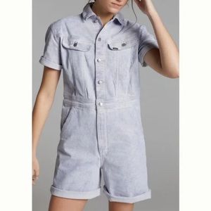 New ANTHROPOLOGIE LEE Acid Wash Denim Short Overalls